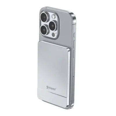 Xpower 5000Mah 20W 2In1 Wireless Ultra Thin Power Bank - Silver